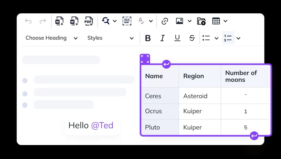 Captura de editor de texto enriquecido